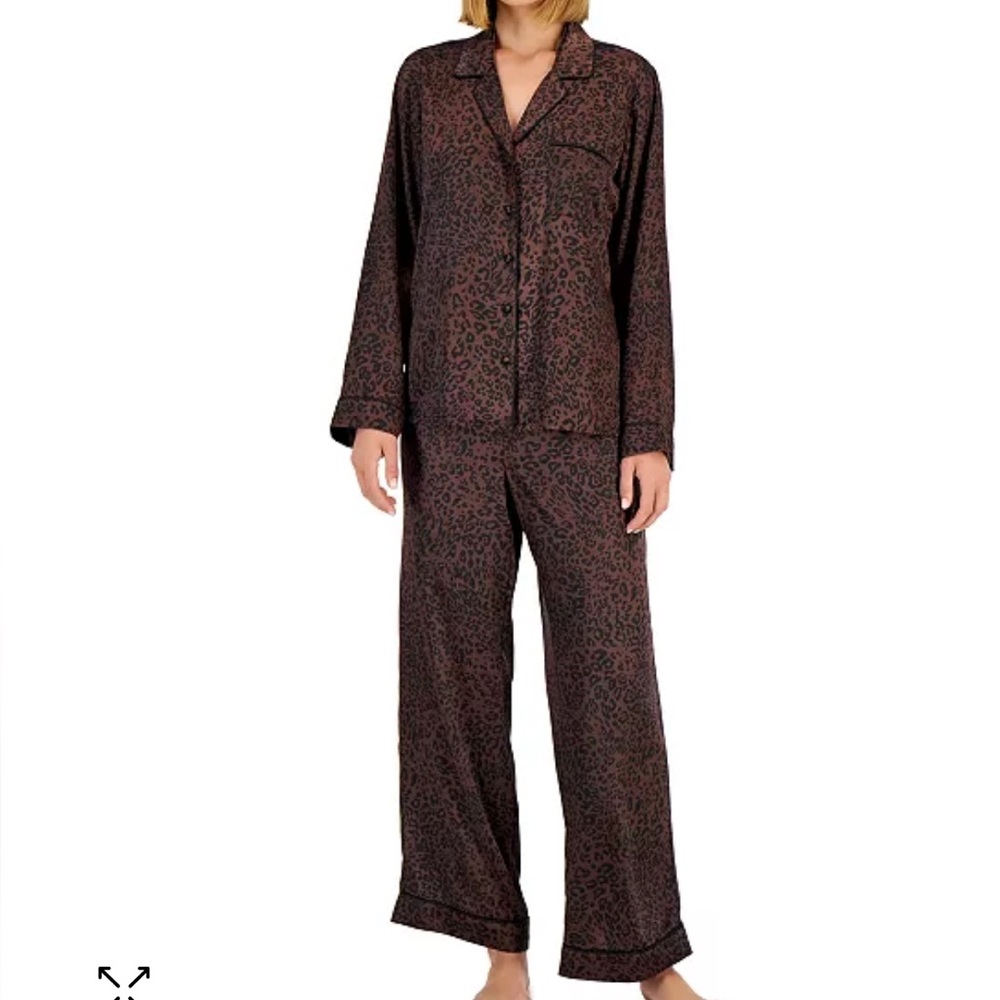 Leopard Print Satin Pajama Set